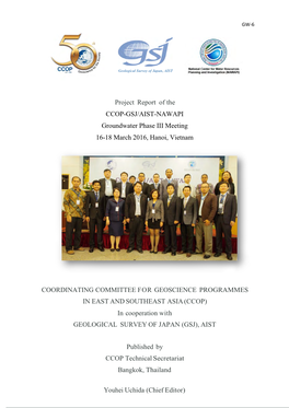 Project Report of the CCOP-GSJ/AIST-NAWAPI Groundwater Phase III Meeting 16-18 March 2016, Hanoi, Vietnam