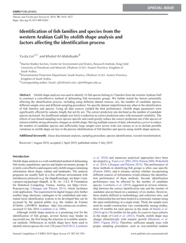 Identification of Fish Families and Species from the Western Arabian Gulf by Otolith Shape Analysis and Factors Affecting the Identification Process