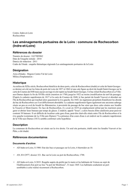 Les Aménagements Portuaires De La Loire : Commune De Rochecorbon (Indre-Et-Loire)