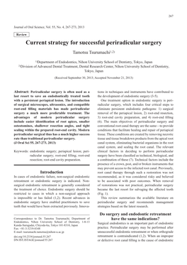 Current Strategy for Successful Periradicular Surgery Tamotsu Tsurumachi1,2)