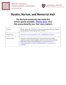 Ruskin, Norton, and Memorial Hall