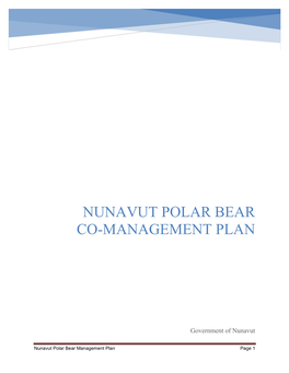 Nunavut Polar Bear Co-Management Plan