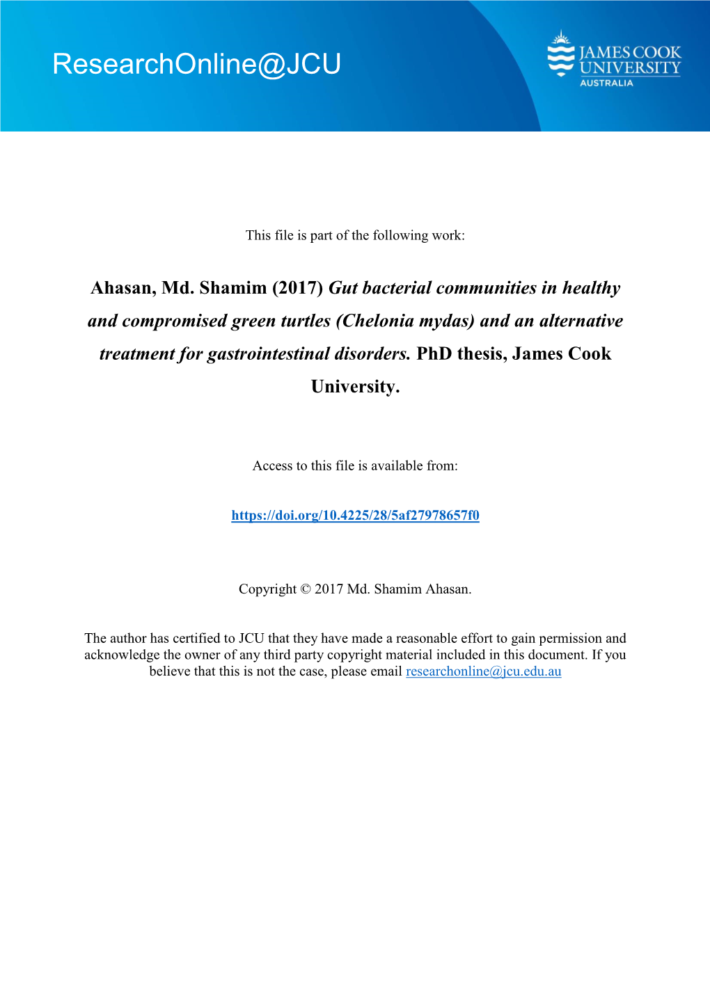 Gut Bacterial Communities in Healthy and Compromised Green Turtles (Chelonia Mydas) and an Alternative Treatment for Gastrointestinal Disorders