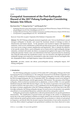 Geospatial Assessment of the Post-Earthquake Hazard of the 2017 Pohang Earthquake Considering Seismic Site Effects