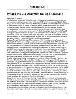 What's the Big Deal with College Football?