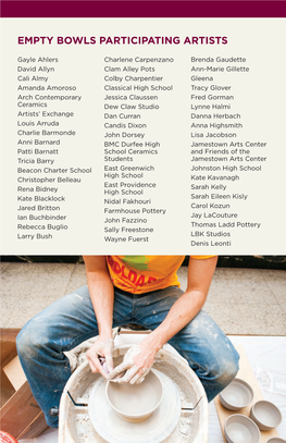 Empty Bowls Participating Artists