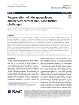 Regeneration of Skin Appendages and Nerves: Current Status and Further Challenges