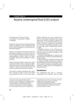 Routine Cerebrospinal Fluid (CSF) Analysis