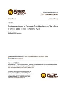 The Honogenization of Trombone Sound Preferences: the Effects of a More Global Society on National Styles