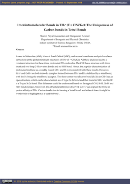 (T = C/Si/Ge): the Uniqueness of Carbon Bonds in Tetrel Bonds