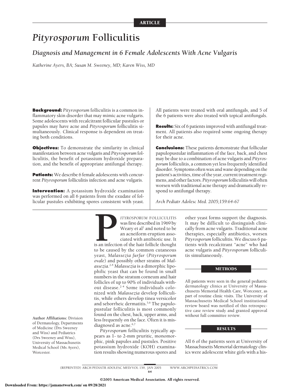 Pityrosporum Folliculitis Diagnosis And Management In 6 Female