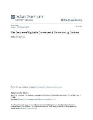 The Doctrine of Equitable Conversion: I, Conversion by Contract