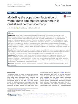 Modelling the Population Fluctuation of Winter Moth and Mottled Umber Moth in Central and Northern Germany Anika Hittenbeck* , Ronald Bialozyt and Matthias Schmidt
