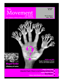 The Movement of India May - June 2010 October-December 2009 the Bi-Monthly Movement Rs