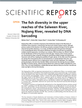 The Fish Diversity in the Upper Reaches of the Salween River, Nujiang River