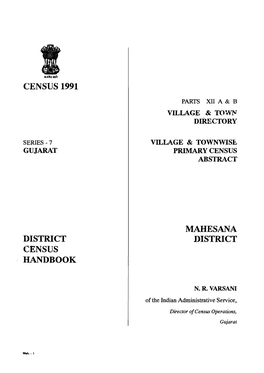 District Census Handbook, Mahesana, Part XII a & B, Series-7