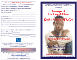 Immaculée Ilibagiza Messages of Our Lady of Kibeho the Setting: Kibeho