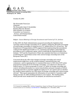 GAO-04-34R Issues Relating to Foreign Investment and Control Of