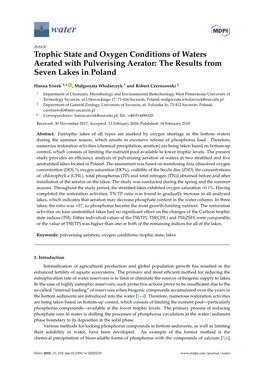 Trophic State and Oxygen Conditions of Waters Aerated with Pulverising Aerator: the Results from Seven Lakes in Poland