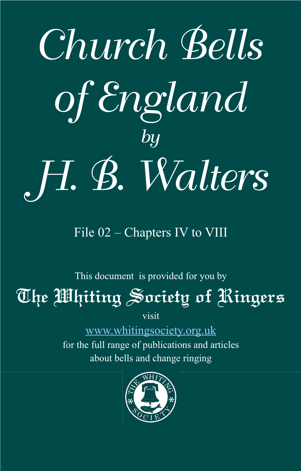 Church Bells of England H. B. Walters