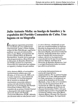 Julio Antonio Mella: Su Huelga De Hambre Y La I Expulsión Del Partido Comunista De Cuba