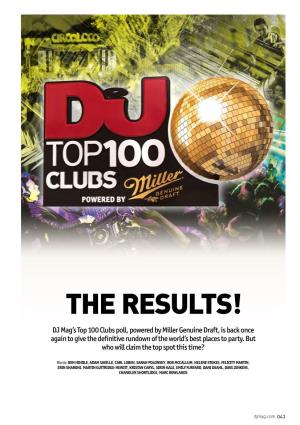 THE RESULTS! DJ Mag’S Top 100 Clubs Poll, Powered by Miller Genuine Draft, Is Back Once Again to Give the Definitive Rundown of the World’S Best Places to Party