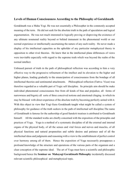 Levels of Human Consciousness According to the Philosophy of Gorakhnath