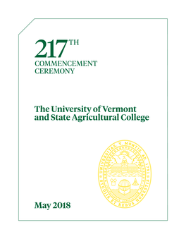 The University of Vermont and State Agricultural College May 2018