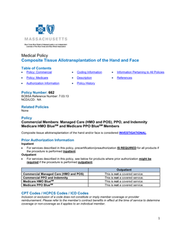 Composite Tissue Allotransplantation of the Hand and Face