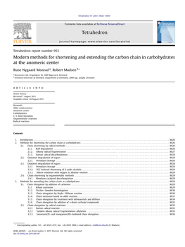 Modern Methods for Shortening and Extending the Carbon Chain in Carbohydrates at the Anomeric Center