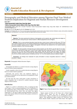 Demography and Medical Education Among Nigerian Final Year Medical Students-Implication for Regional and Human Resource Developm