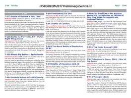 HISTORICON 2017 Preliminary Events List Thursday