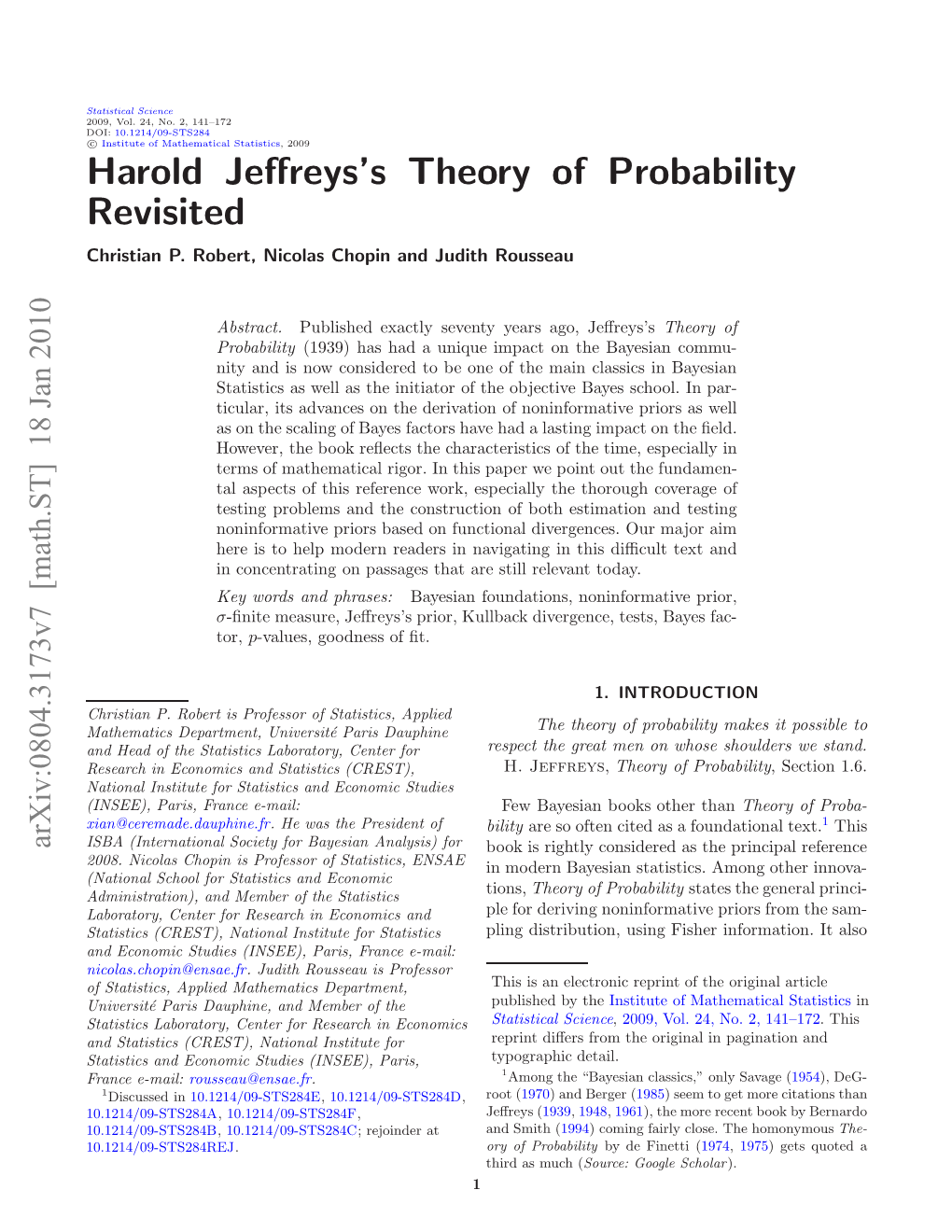 Harold Jeffreys's Theory of Probability Revisited