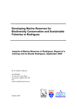 Developing Marine Reserves for Biodiversity Conservation and Sustainable Fisheries in Rodrigues