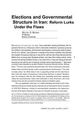 10 R Elections and Governmental Structure in Iran Reform Lurks