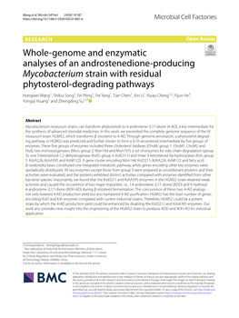 Whole-Genome and Enzymatic Analyses of an Androstenedione