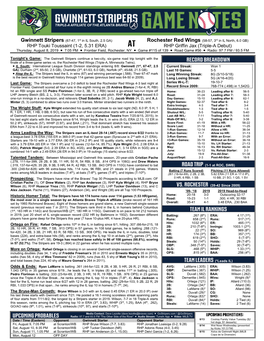 Gwinnett Stripers Game Notes