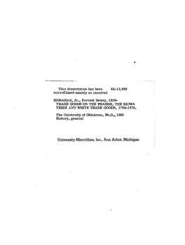 University Microfilms, Inc., Ann Arbor, Michigan the UNIVERSITY OP OKLAHOMA GRADUATE COLLEGE