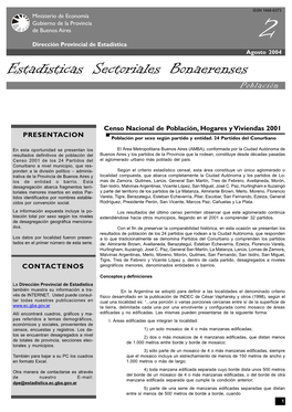 Estadísticas Sectoriales Bonaerenses Población
