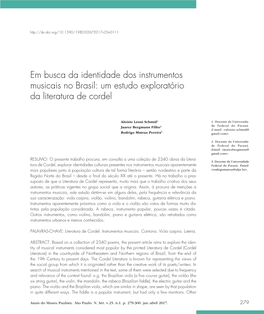 Em Busca Da Identidade Dos Instrumentos Musicais No Brasil: Um Estudo Exploratório Da Literatura De Cordel