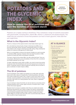 POTATOES and the GLYCEMIC INDEX How to Reduce the GI of Potatoes and Gain the Benefits of Resistant Starch