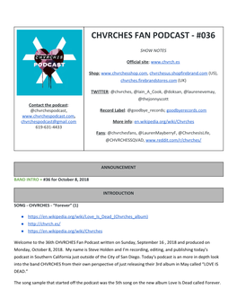Chvrches Fan Podcast - #036