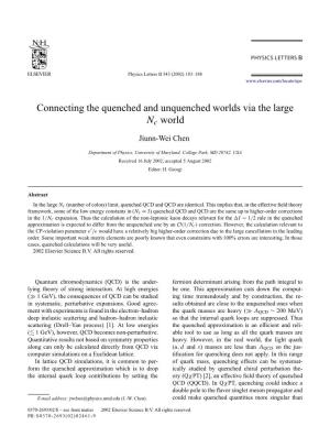 Connecting the Quenched and Unquenched Worlds Via the Large Nc World