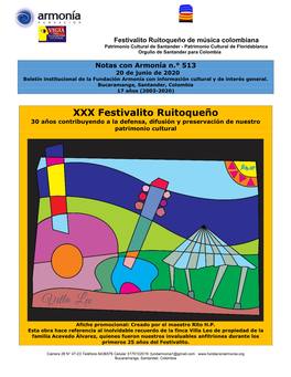 XXX Festivalito Ruitoqueño 30 Años Contribuyendo a La Defensa, Difusión Y Preservación De Nuestro Patrimonio Cultural