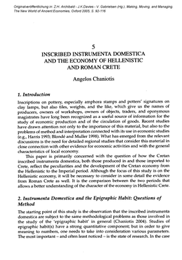 Inscribed Instrumenta Domestica and the Economy of Hellenistic and Roman Crete