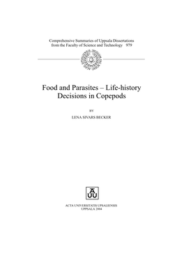 Food and Parasites – Life-History Decisions in Copepods