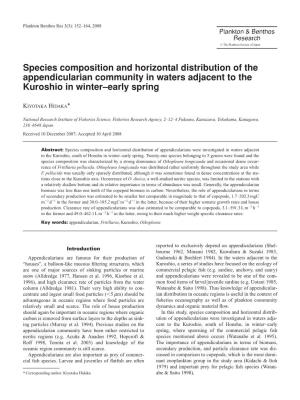 Species Composition and Horizontal Distribution of the Appendicularian Community in Waters Adjacent to the Kuroshio in Winter–Early Spring