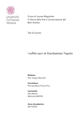 I Soffitti Sacri Di Giambattista Tiepolo