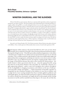 Winston Churchill and the Slovenes