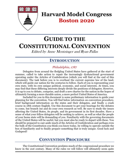 Harvard Model Congress Boston 2020 GUIDE to THE